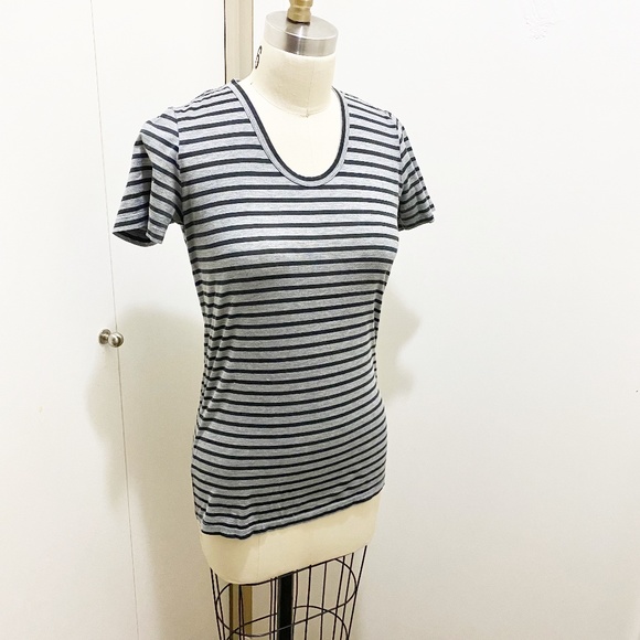 JNBY Striped Crew Neck T Shirt Black Grey M - Picture 6 of 7